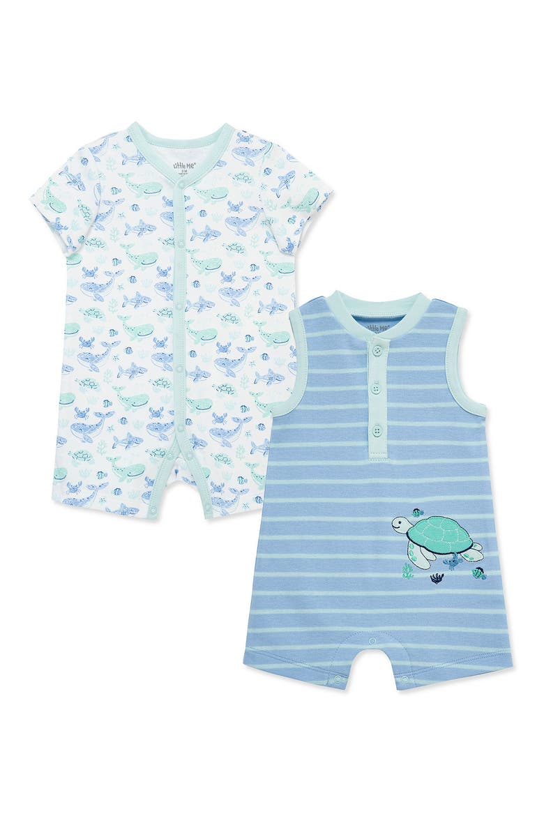 2-Pack Cotton Bubble Rompers, Main, color, BLUE