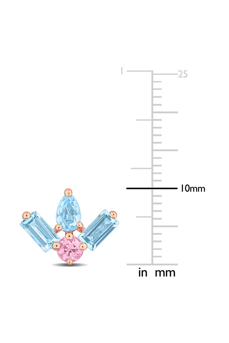 Rose Gold Plated Topaz Stud Earrings, Alternate, color, MULTICOLOR