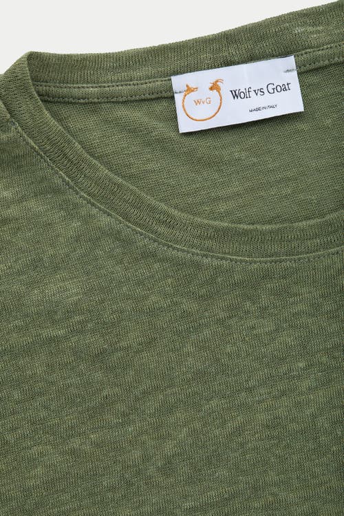 Wolf Vs. Goat (wvg) Short Sleeve Linen Crew Neck Tee In Green