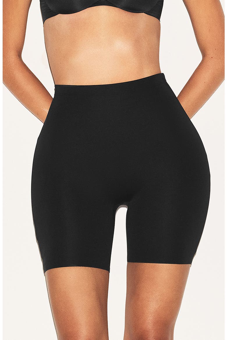 Hip Enhancing Mid Thigh Padded Shorts, Main, color, ONYX