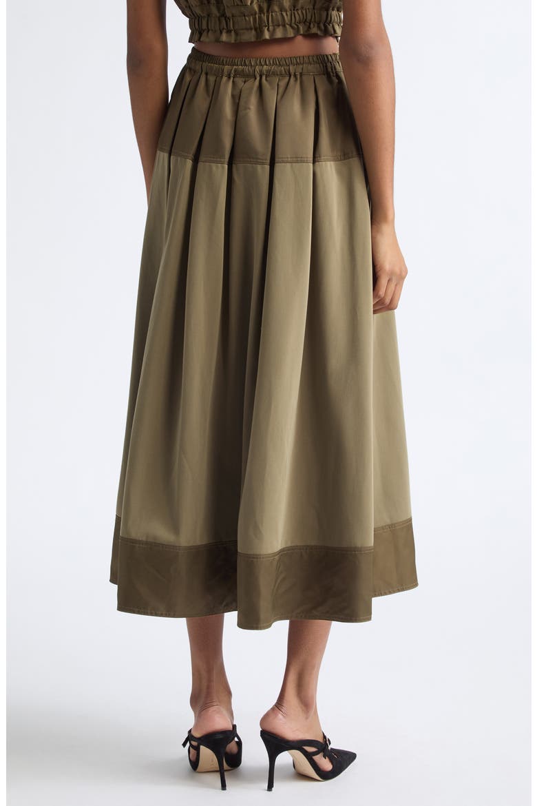 Elisabetta Satin Trim Skirt, Alternate, color, DARK OLIVE