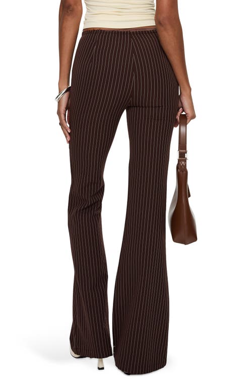 Princess Polly Sportia Pinstripe Low Rise Flare Pants In Burgundy