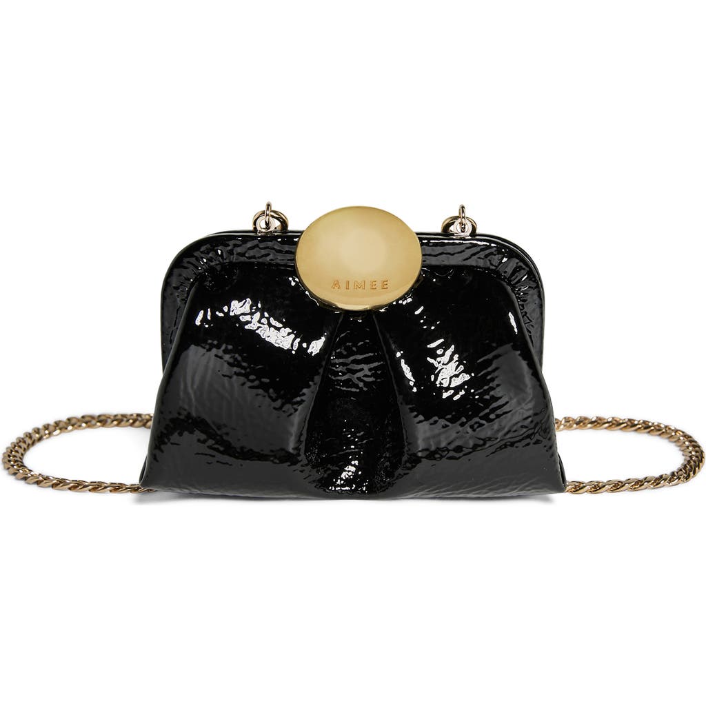 Aimee Mini Full Circle Leather Frame Crossbody Clutch In Black