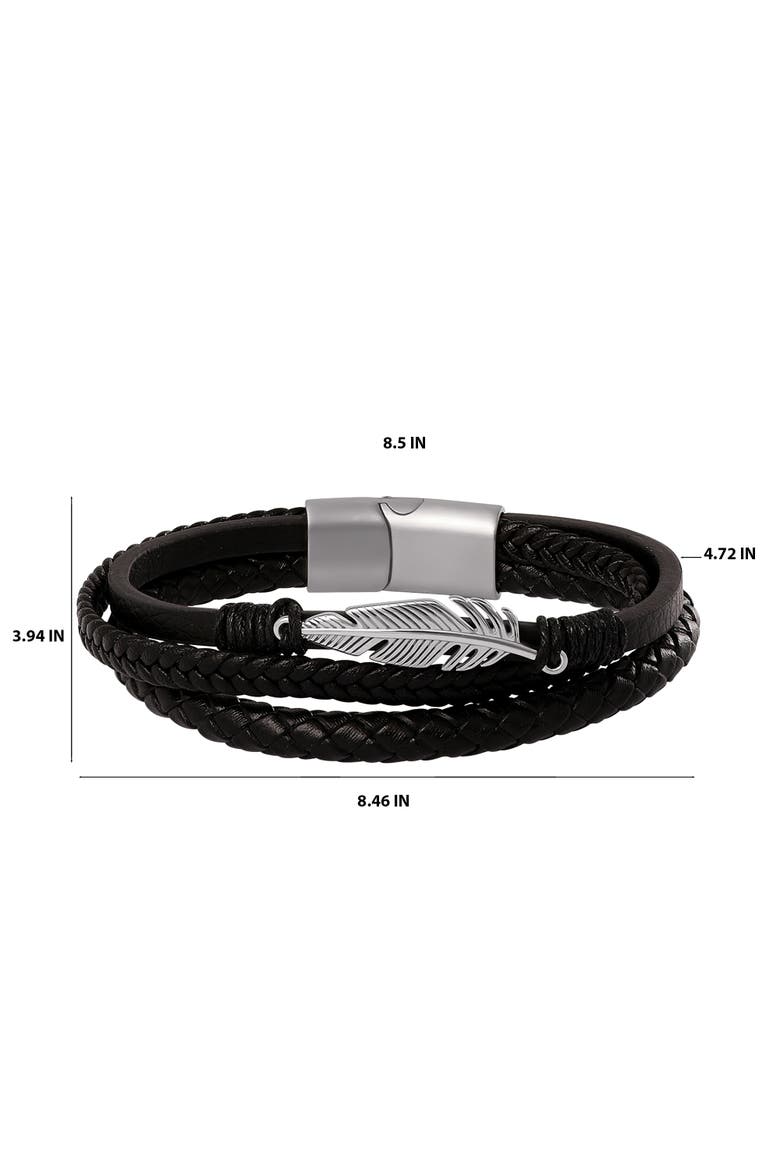 Triple Row Black Bracelet with Silver Accents, Alternate, color, Black