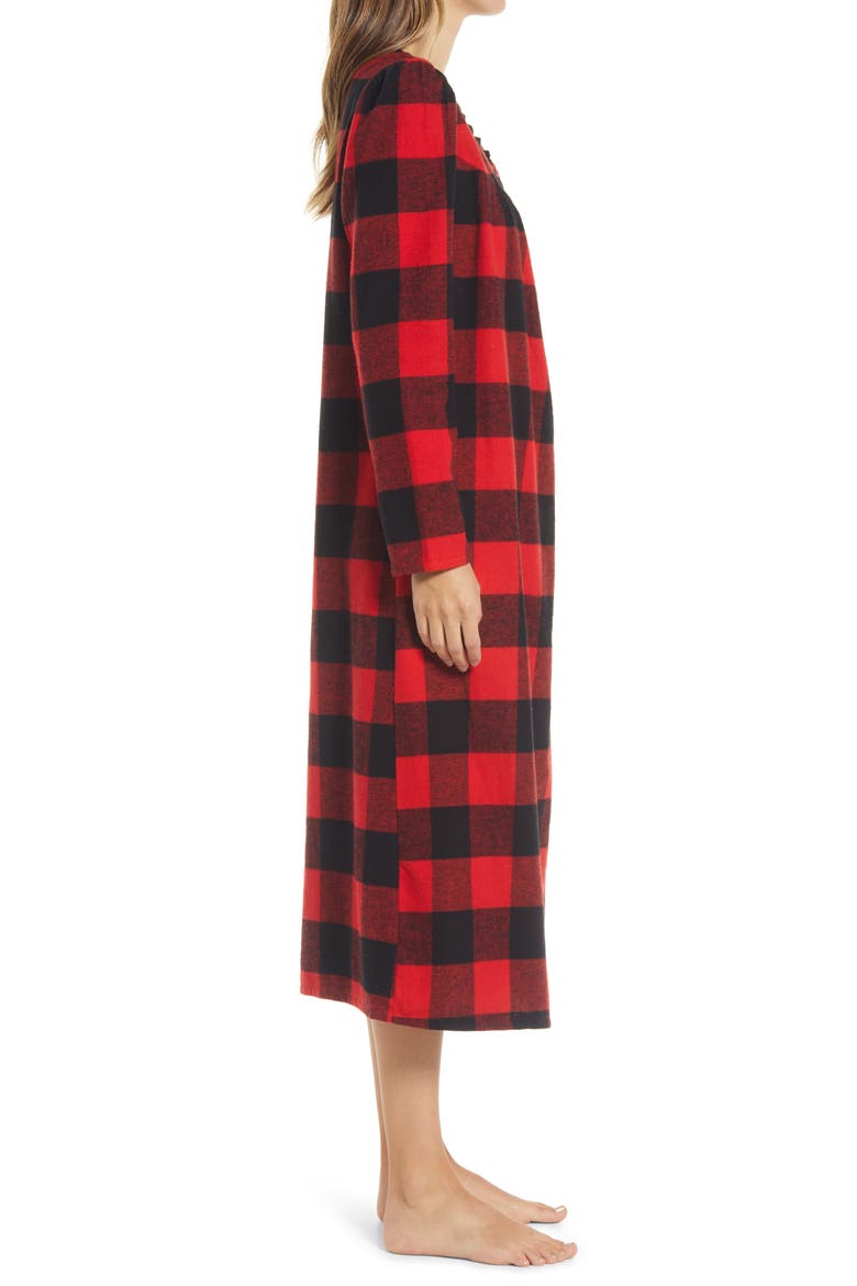Flannel Family Nightgown, Alternate, color, RED BLOOM BUFFALO PLAID