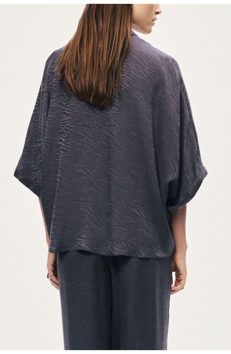 Nocturne Relaxed Short-Sleeve Textured Shirt, Alternate, color, Anthracite