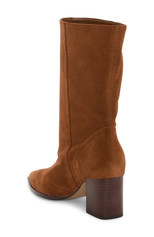 Vince Camuto Lorrys Whipstitch Block Heel Boot In Brown