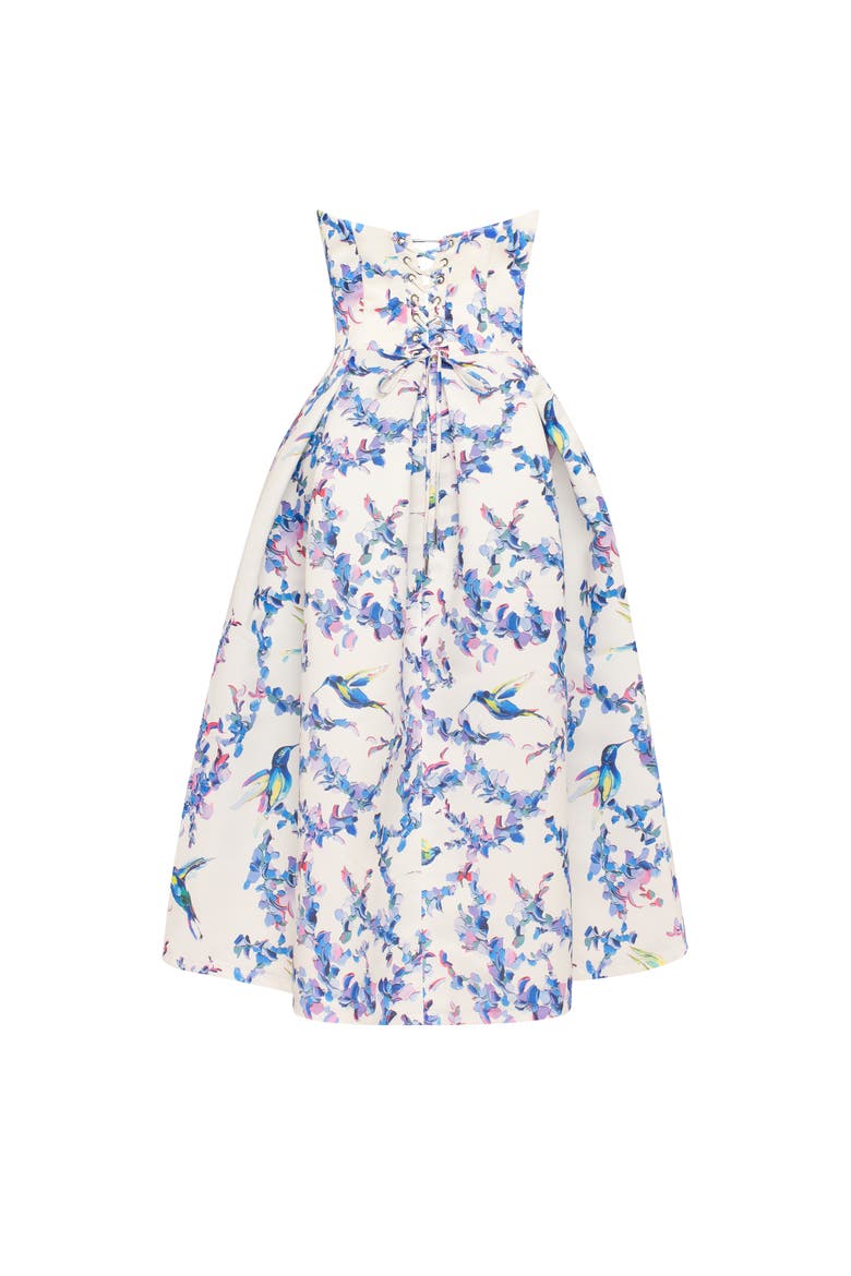 Corset Midi Formal Occasion Dress, Alternate, color, Lavender Birds