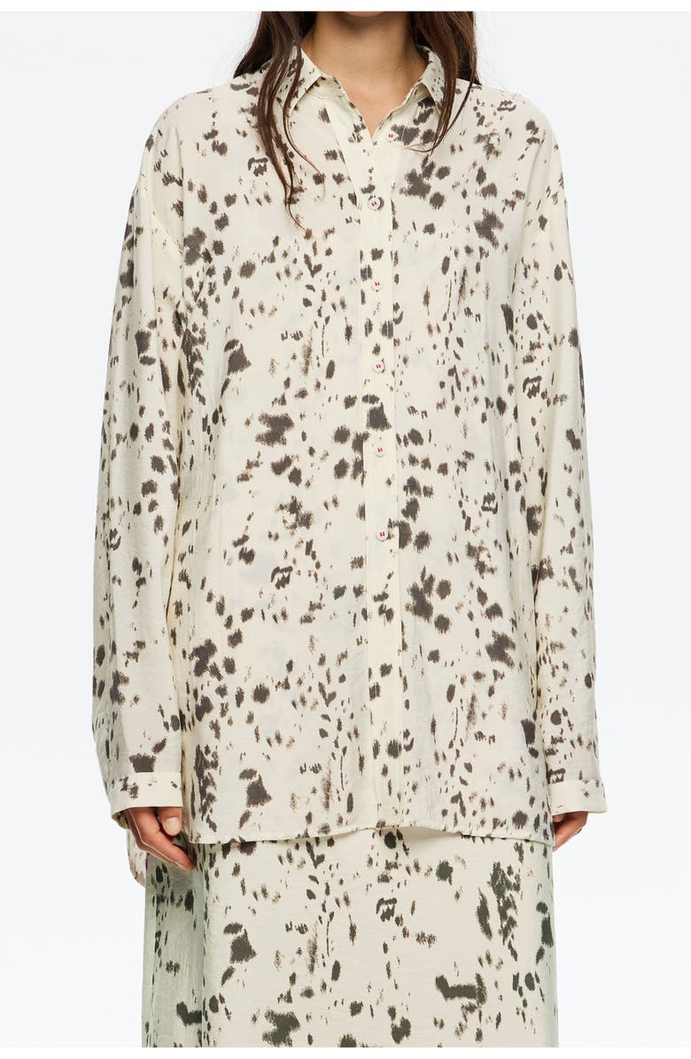 Bimba y Lola Lynx Straight Cut Shirt, Main, color, Lynx Ivory