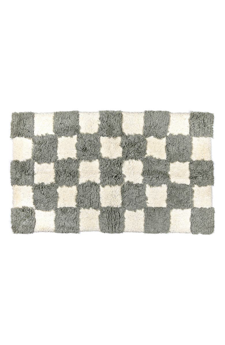MACKENZIE CHILDS Checkerboard Grey Bath Rug, Main, color, Grey