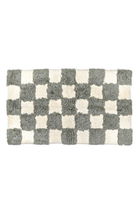 Checkerboard Grey Bath Rug