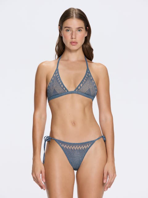 Isola Metallic Knit Side Tie Bikini Bottom