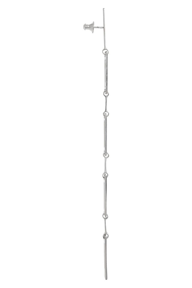 Grid Mismatched Drop Earrings, Alternate, color, STERLING SILVER