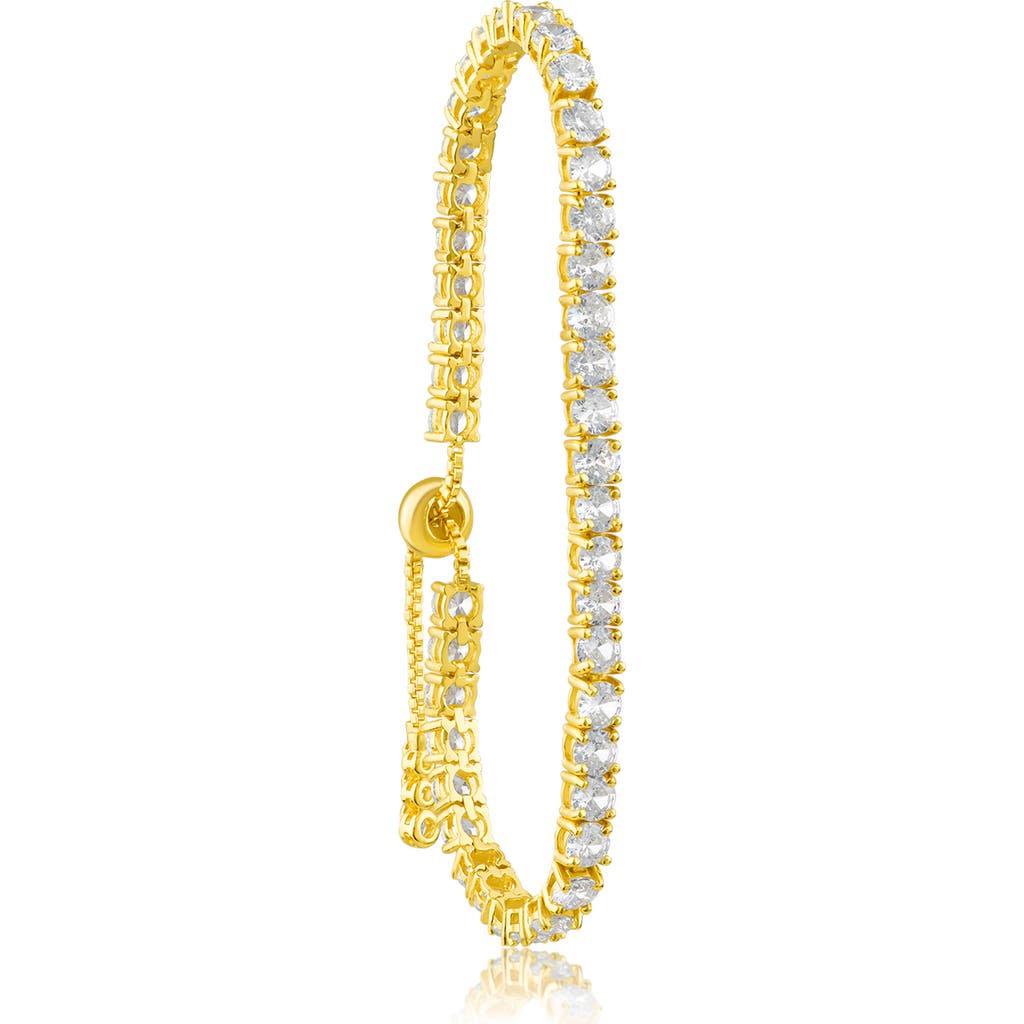 Cz By Kenneth Jay Lane Bolo Cz Tennis Bracelet In Gold