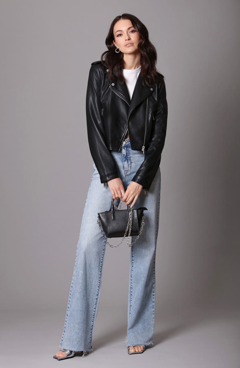 Avec Les Filles Faux-Ever Leather<sup>™</sup> Essential Biker Jacket, Alternate, color,