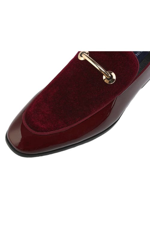 Gino Vitale Velvet & Patent Leather Bit Loafer In Wine