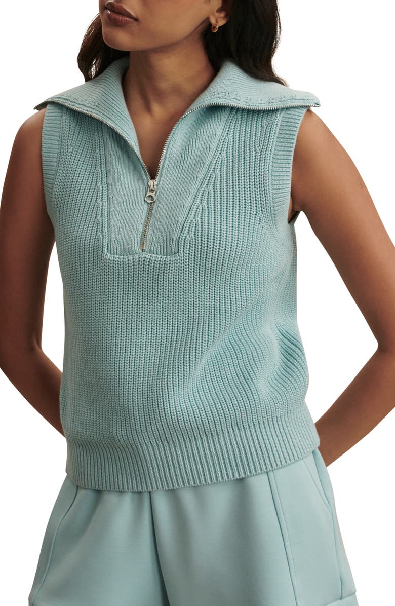 Varley Clifford Half Zip Sleeveless Sweater, Main, color, Porcelain Blue