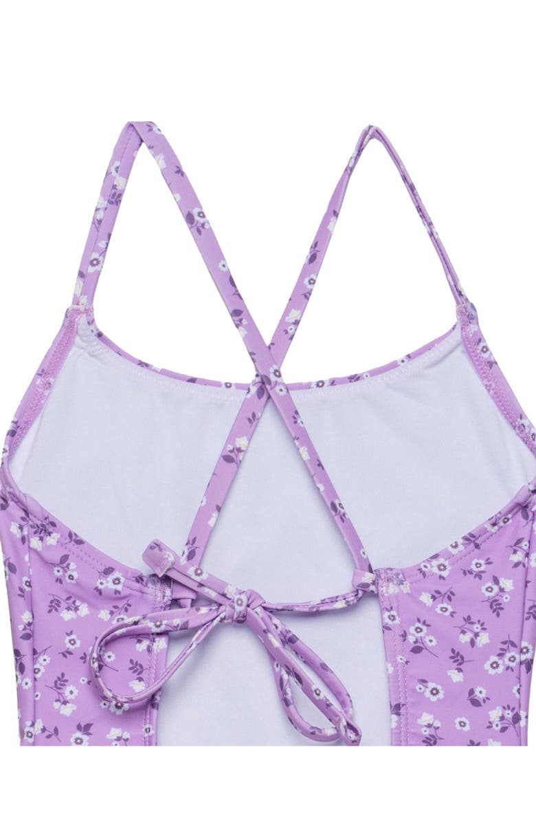 Gottex Kids Ditsy Floral Criss Cross Back Adjustable One Piece, Alternate, color, Violet
