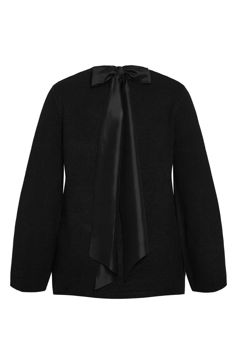 City Chic Bow Back Bell Sleeve Sweater, Alternate, color, Black