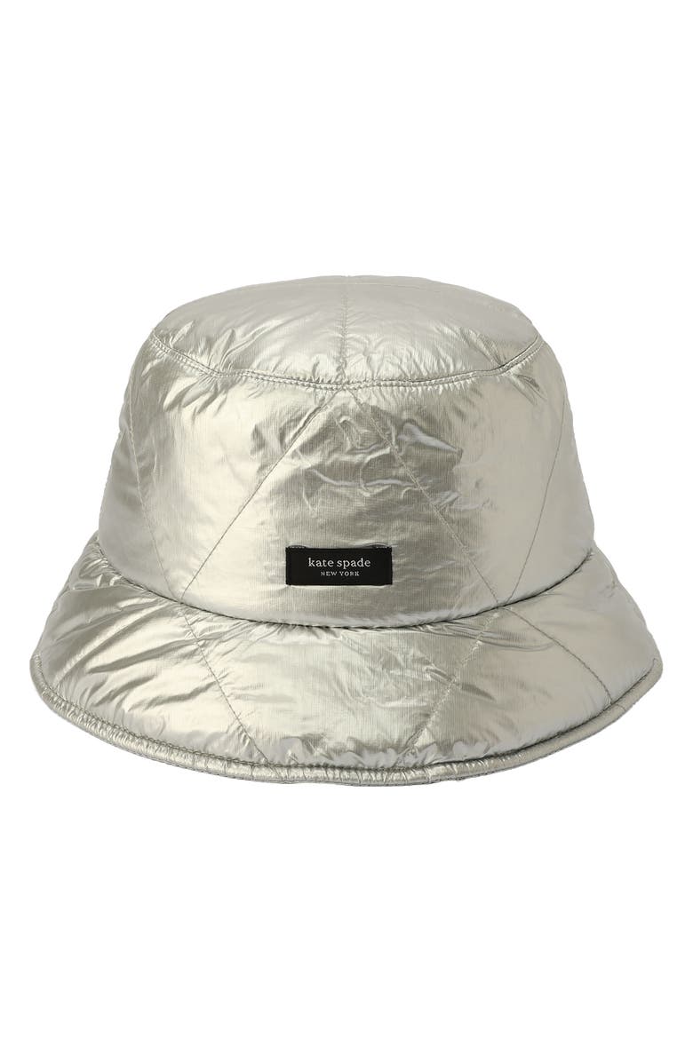 Kate Spade New York sam metallic quilted bucket hat, Main, color,
