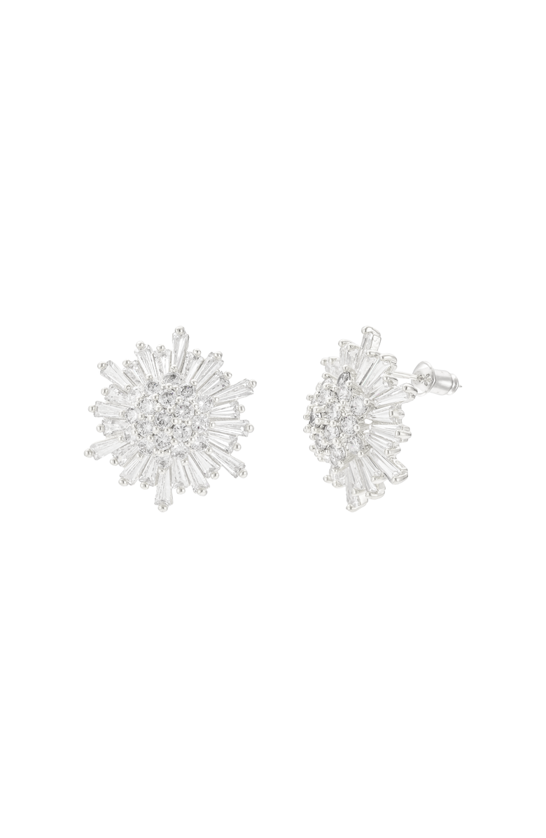 Untamed Petals Celestial Crystal Studs, Main, color, Silver