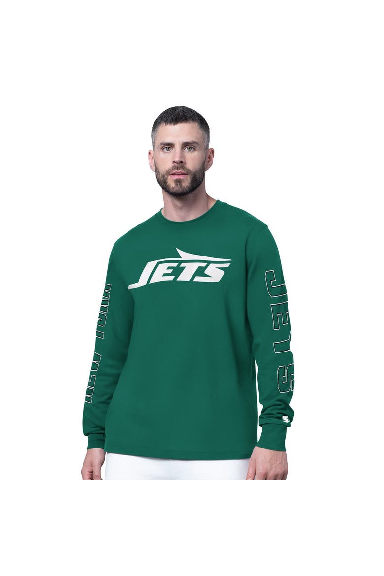 Men's Starter Green New York Jets Clutch Hit II Long-Sleeve T-Shirt, Main, color, Green
