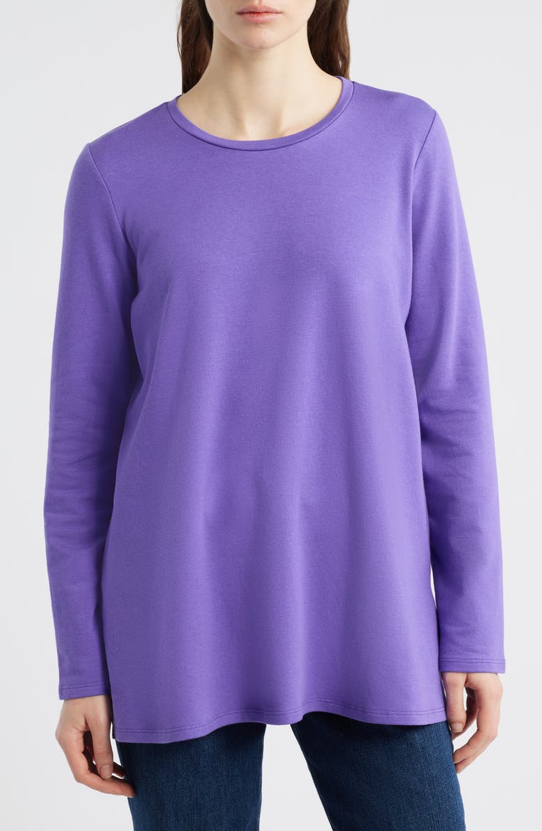 Eileen Fisher Crewneck Terry Tunic, Main, color, Ultraviolet