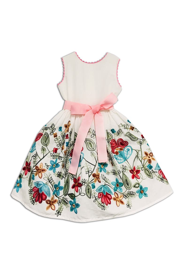 Kids' Floral Embroidered Dress, Main, color, WHITE