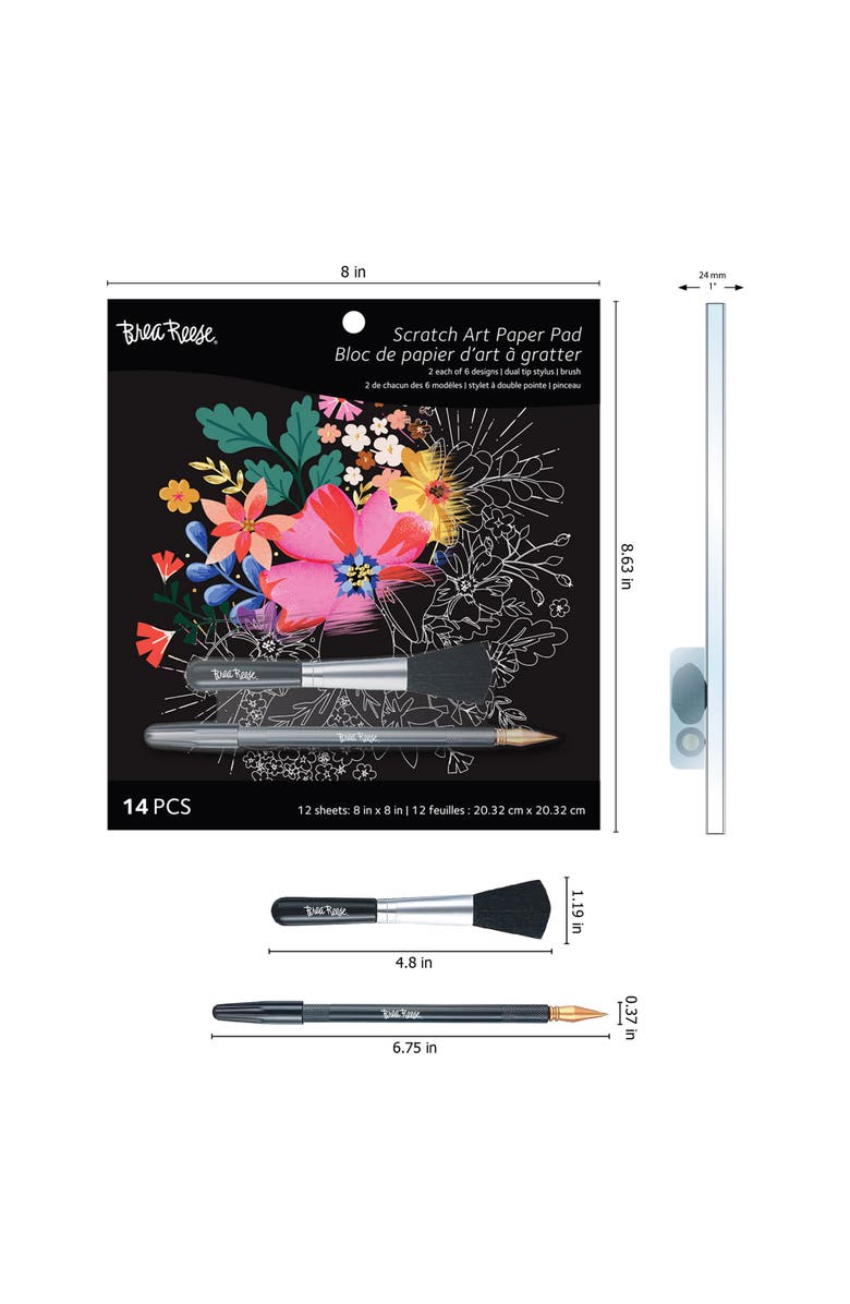 Brea Reese Mystical Scratch Art Paper Pad 12 Designs, Alternate, color, Multicolored