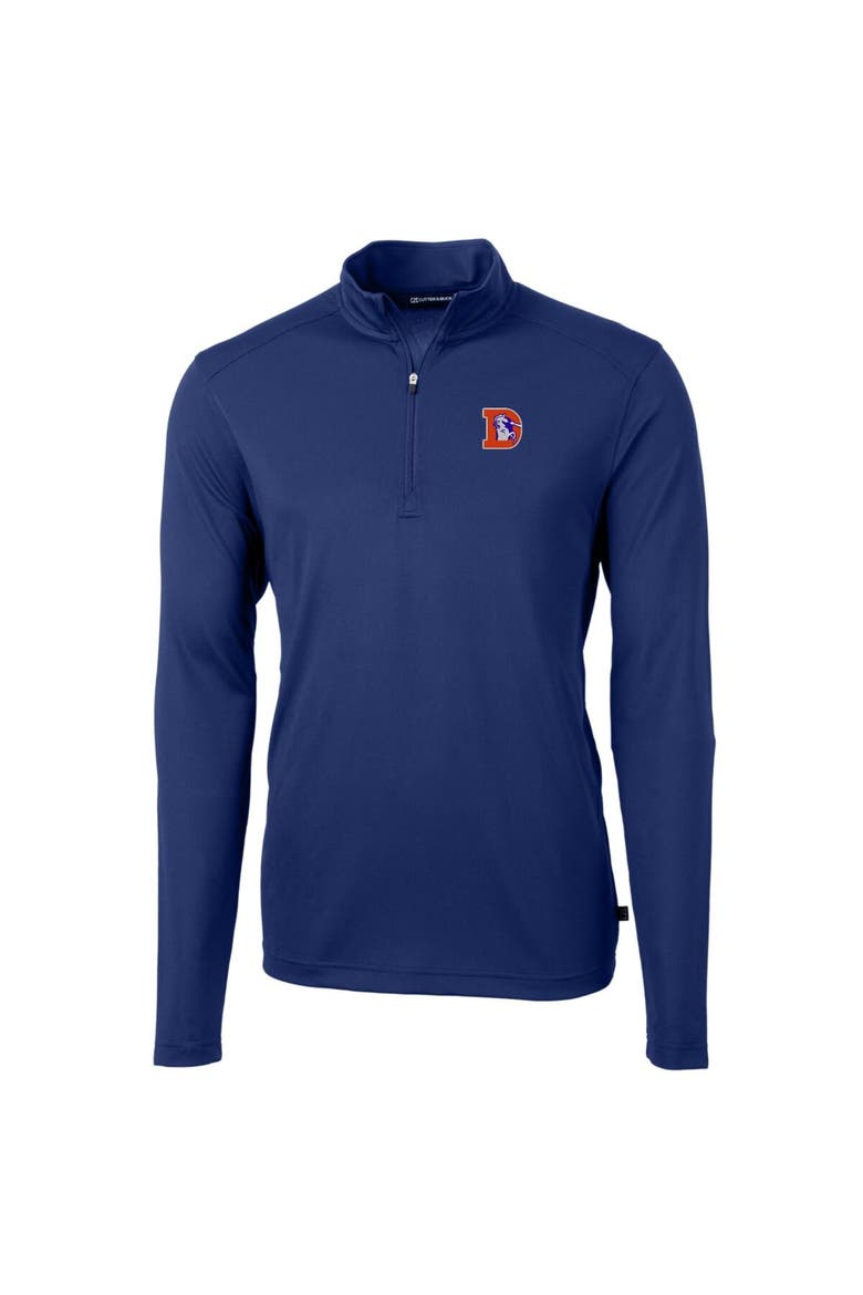 Men's Cutter & Buck Royal Denver Broncos Throwback Logo Virtue Eco Pique Recycled Quarter-Zip Big & Tall Pullover Top, Alternate, color, Royal