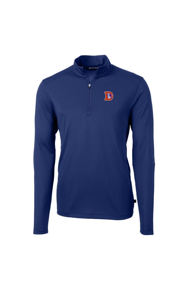 Cutter & Buck Men's Cutter & Buck Royal Denver Broncos Throwback Logo Virtue Eco Pique Recycled Quarter-Zip Big & Tall Pullover Top, Alternate, color, Royal