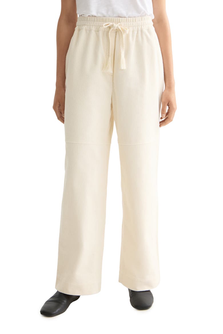 Noa High Waist Drawstring Corduroy Pants, Main, color, EGGNOG
