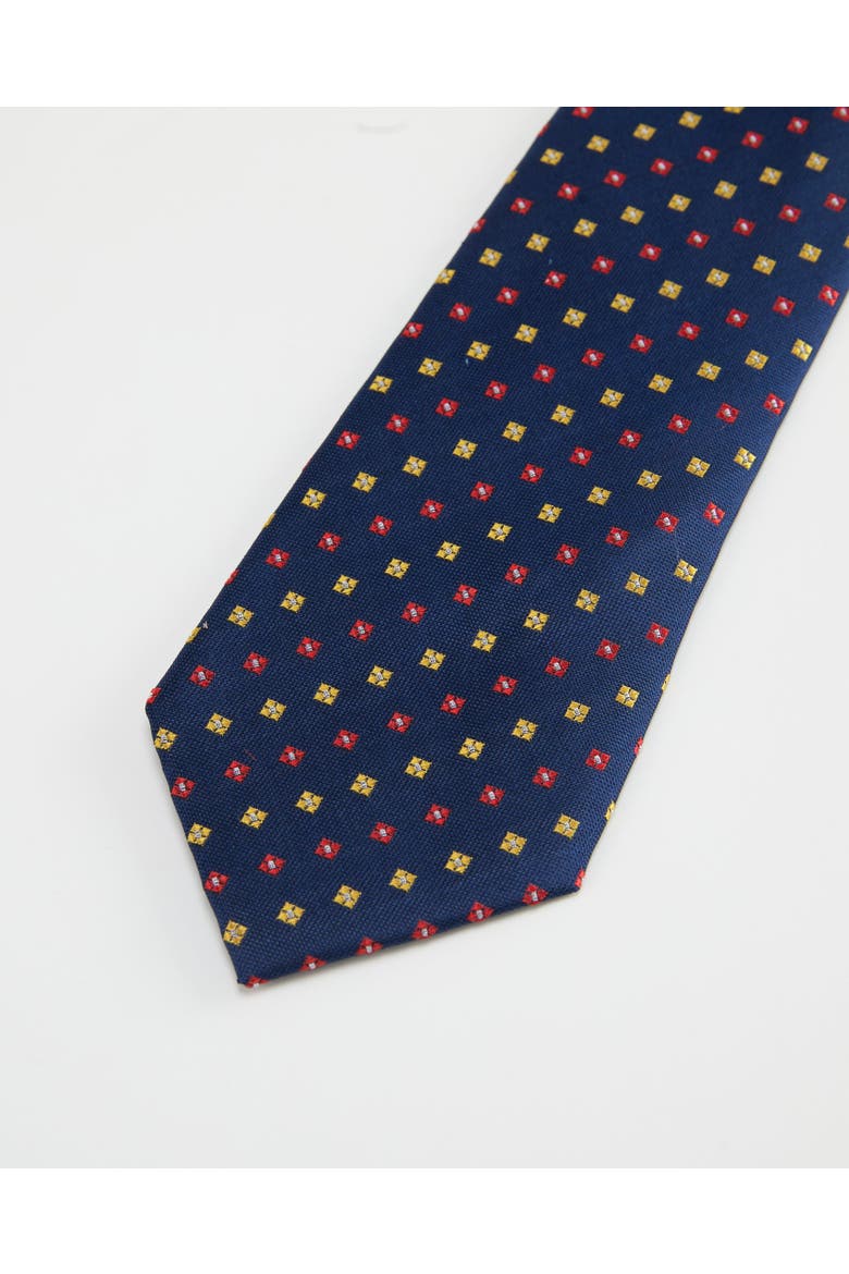 Diamond Blossom Silk Jacquard Tie, Alternate, color, Navy