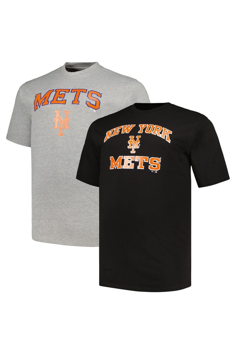 Men's Profile Black/Heather Gray New York Mets Big & Tall T-Shirt Combo Pack, Main, color, Black