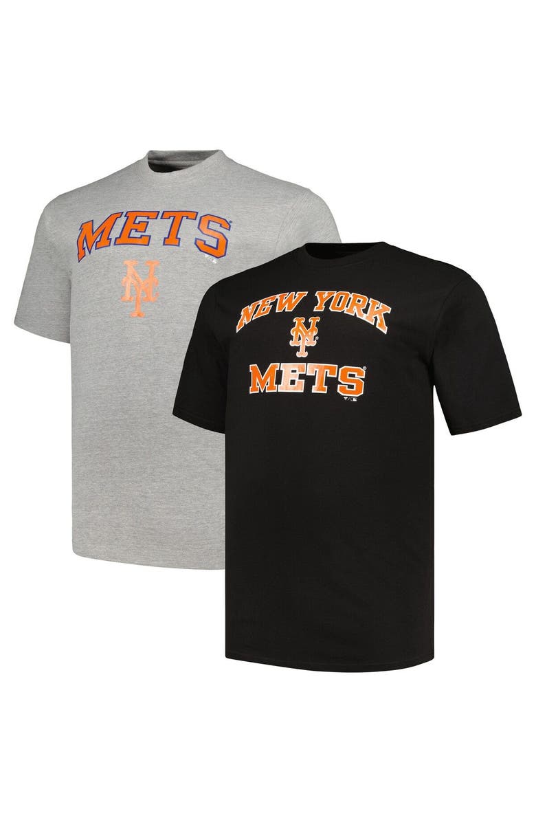 PROFILE Men's Profile Black/Heather Gray New York Mets Big & Tall T-Shirt Combo Pack, Main, color, 