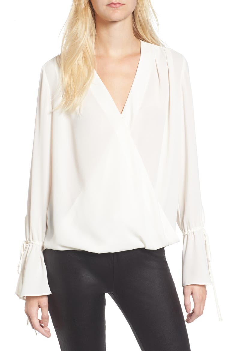 Surplice Tie Sleeve Top, Main, color, IVORY