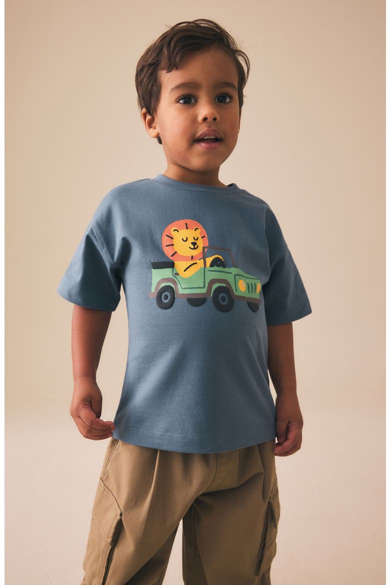 Kids' Lion Graphic Cotton T-Shirt, Alternate, color, BLUE