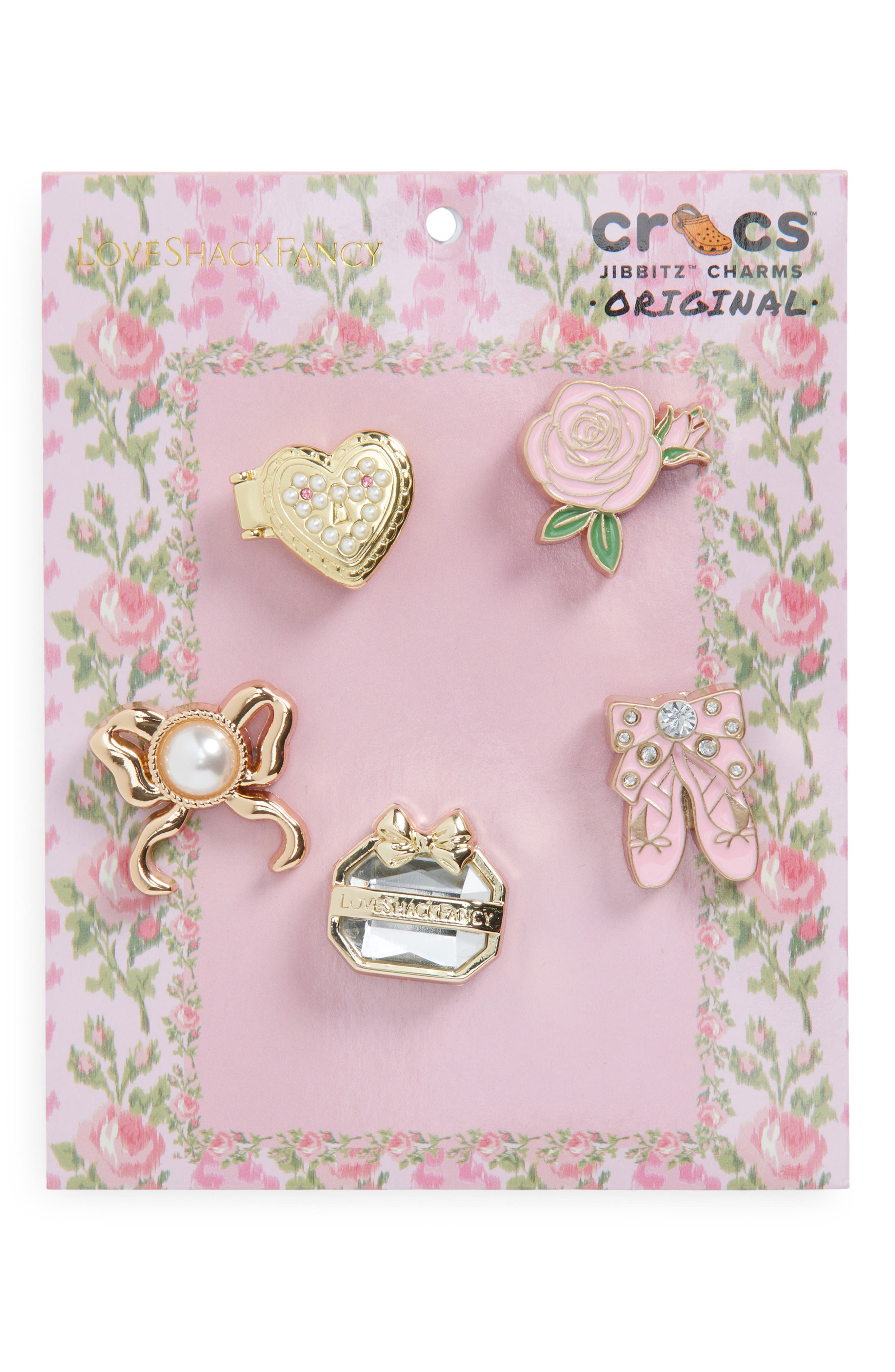 x LoveShackFancy 5-Pack Jibbitz Shoe Charms, Main, color, PINK MULTI