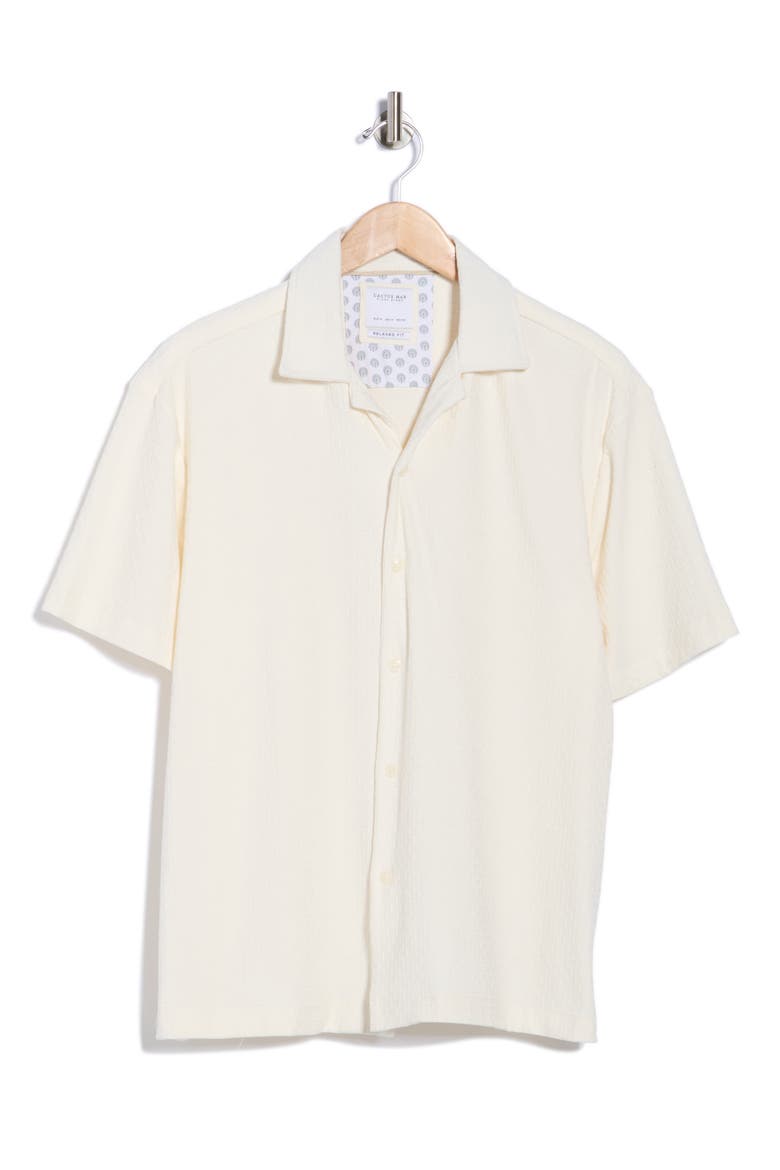 Texture Geo Camp Shirt, Alternate, color, OFF WHITE