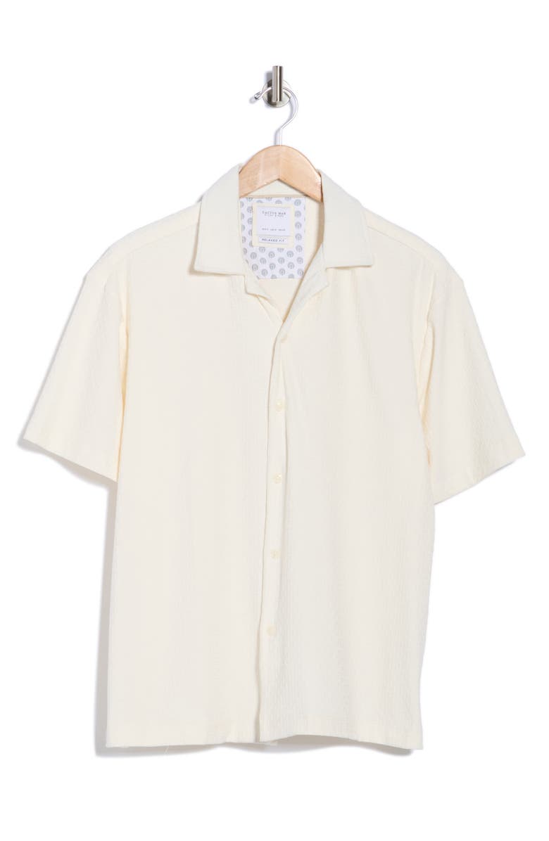 Cactus Man Texture Geo Camp Shirt, Alternate, color, Off White