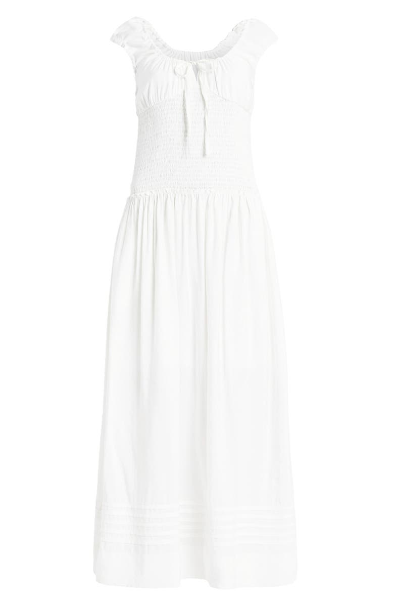 AllSaints Eliza Smocked Bodice Maxi Dress, Alternate, color, Chalk White