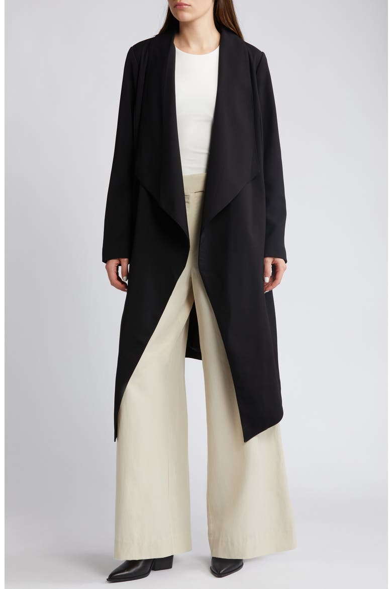 Shawl Collar Belted Coat, Alternate, color, BLACK