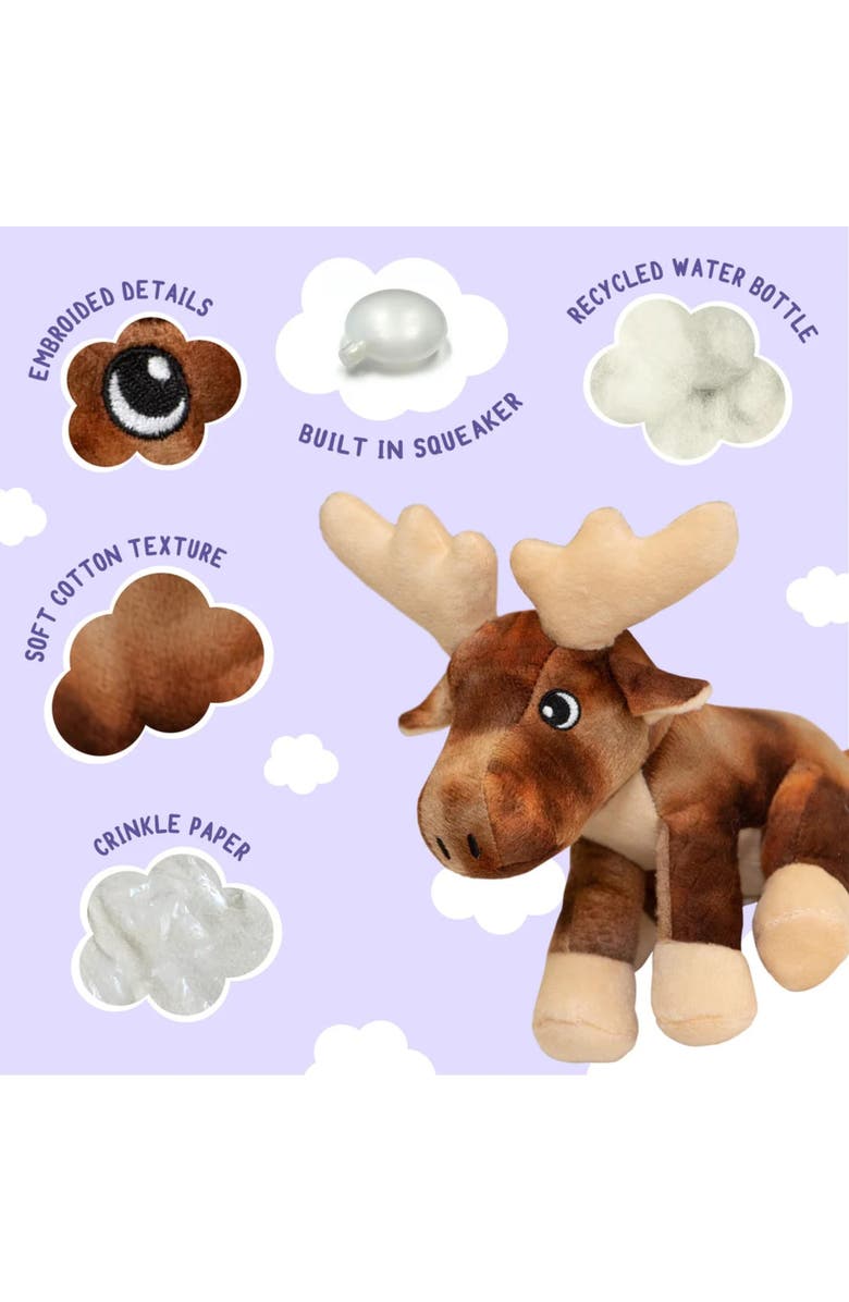 SnugArooz Marty the Moose Brown Plush Dog Toy, Squeaks & Crinkles, Alternate, color, Brown