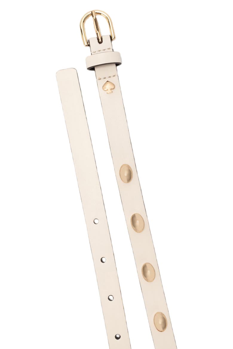 stud leather belt, Alternate, color, CREAM