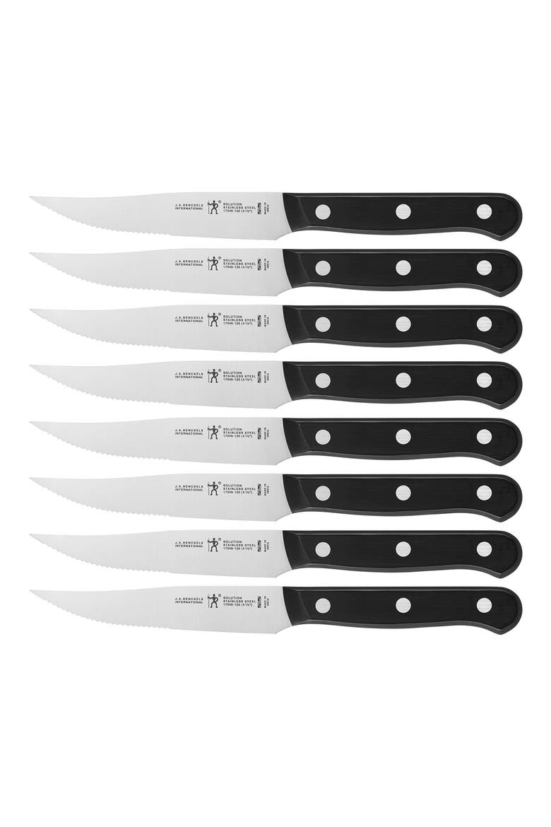 Henckels Solution 8-Piece Steak Knife Set, Main, color, BLACK