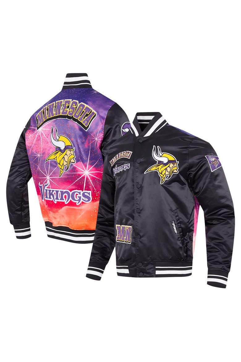 Men's Pro Standard Black Minnesota Vikings Sublimated Satin Full-Snap Jacket, Main, color, Black