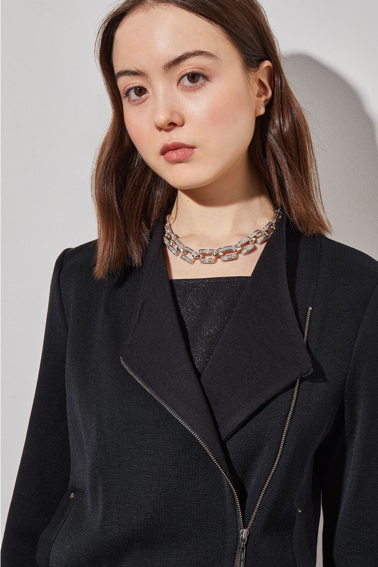 Tailored Moto Jacket, Alternate, color, Black