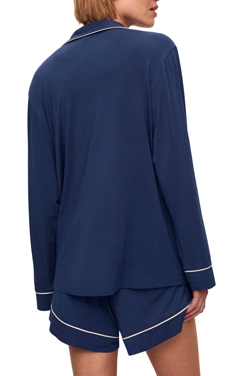 Eberjey Gisele Relaxed Jersey Knit Short Pajamas, Alternate, color, Navy/ Ivory