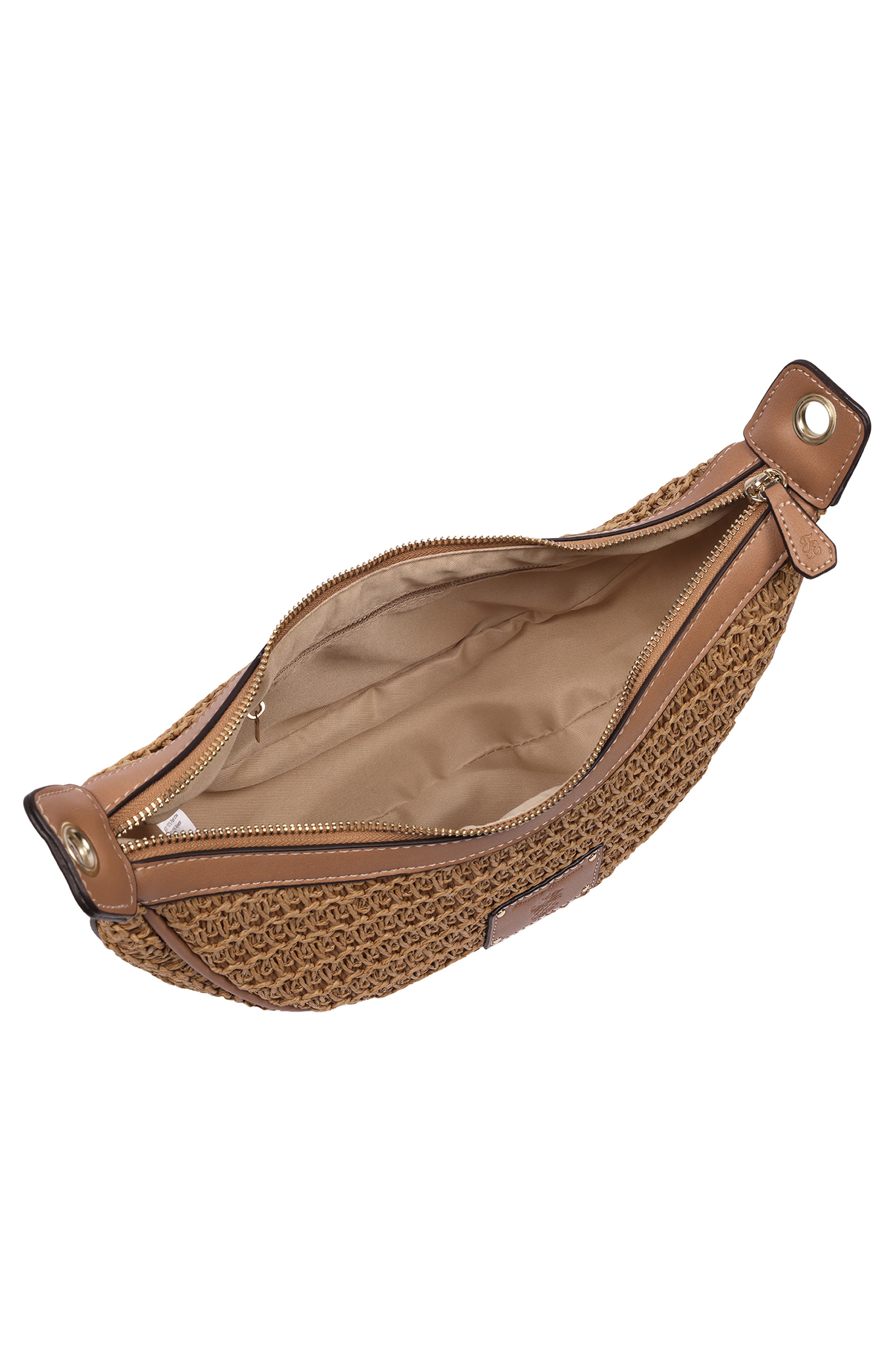 Tommy Bahama Logo Debossed Raffia Shoulder Bag, Alternate, color, Tan