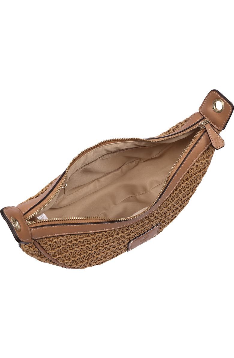 Tommy Bahama Logo Debossed Raffia Shoulder Bag, Alternate, color, Tan